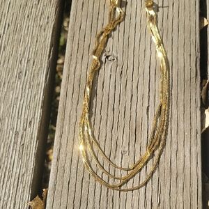 Vintage Multi Strand Gold Plated Chain Necklace 17 "  1960s
